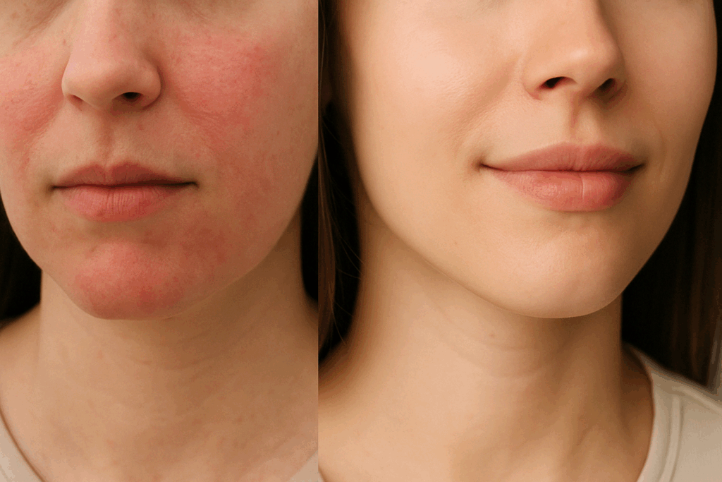 Split-screen comparison showing different skin reactions to retinol, illustrating when should you start using retinol