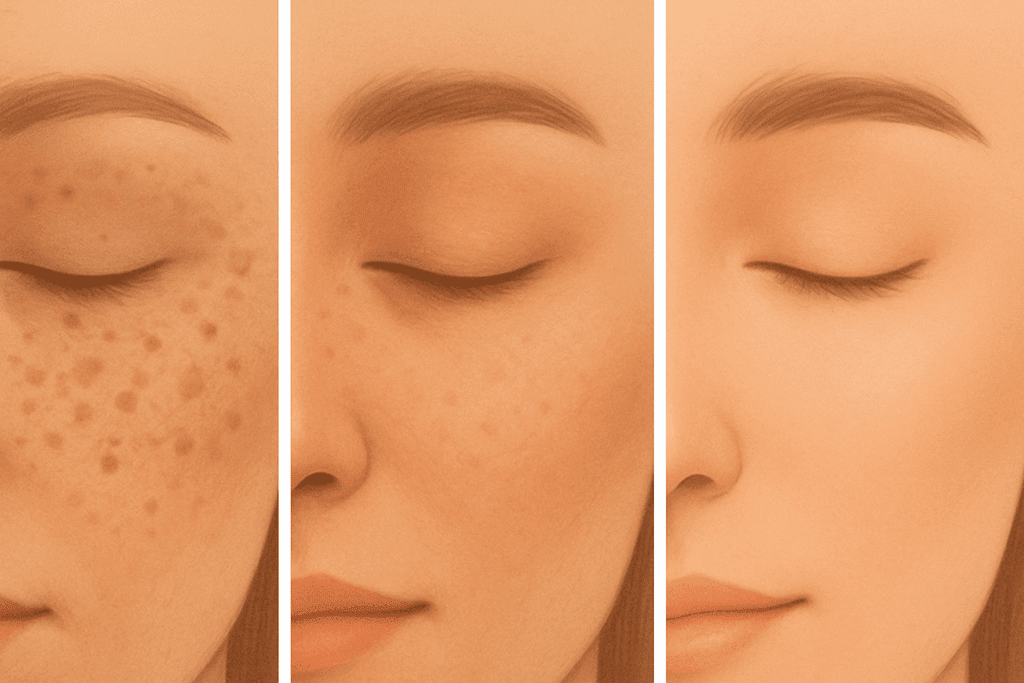 Visual timeline showing skin improvement over 12 weeks, illustrating how long does retinol take to work through gradual tone and texture change